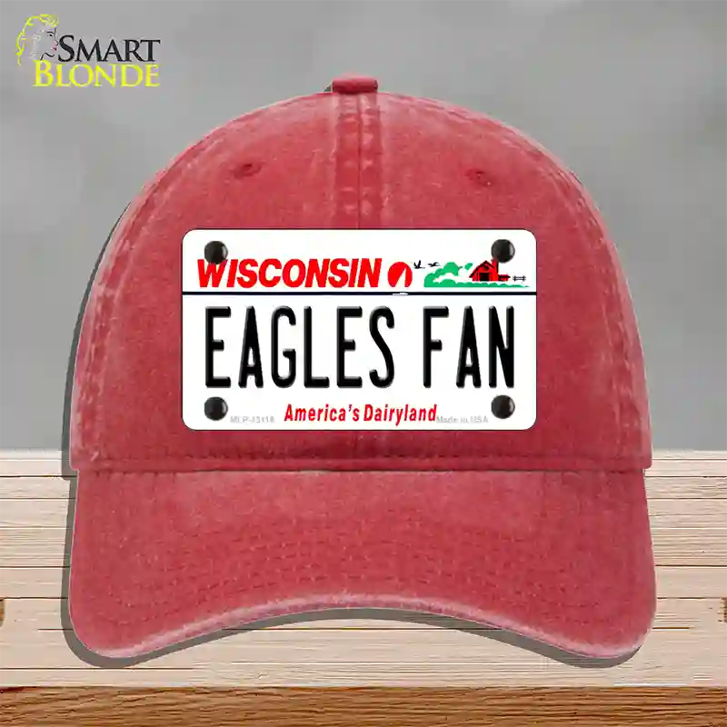 Eagles Fan Wisconsin Novelty License Plate Hat Unconstructed Cotton / Red