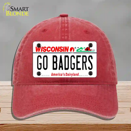 Go Badgers Novelty License Plate Hat Unconstructed Cotton / Red