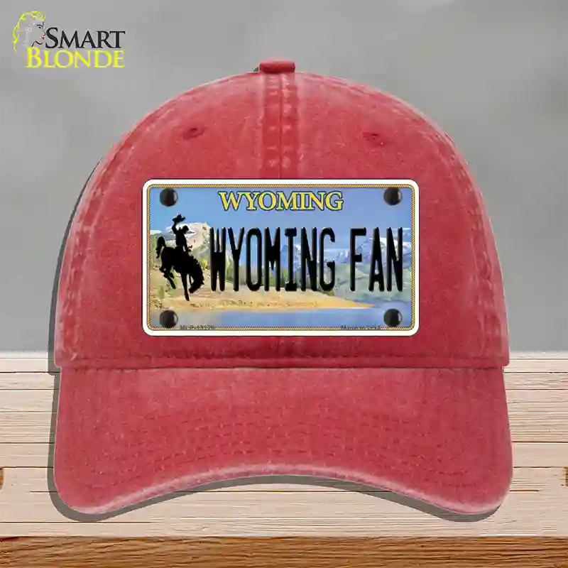 Wyoming Fan Novelty License Plate Hat Unconstructed Cotton / Red