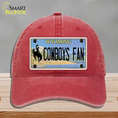 Cowboys Fan Wyoming Novelty License Plate Hat Unconstructed Cotton / Red