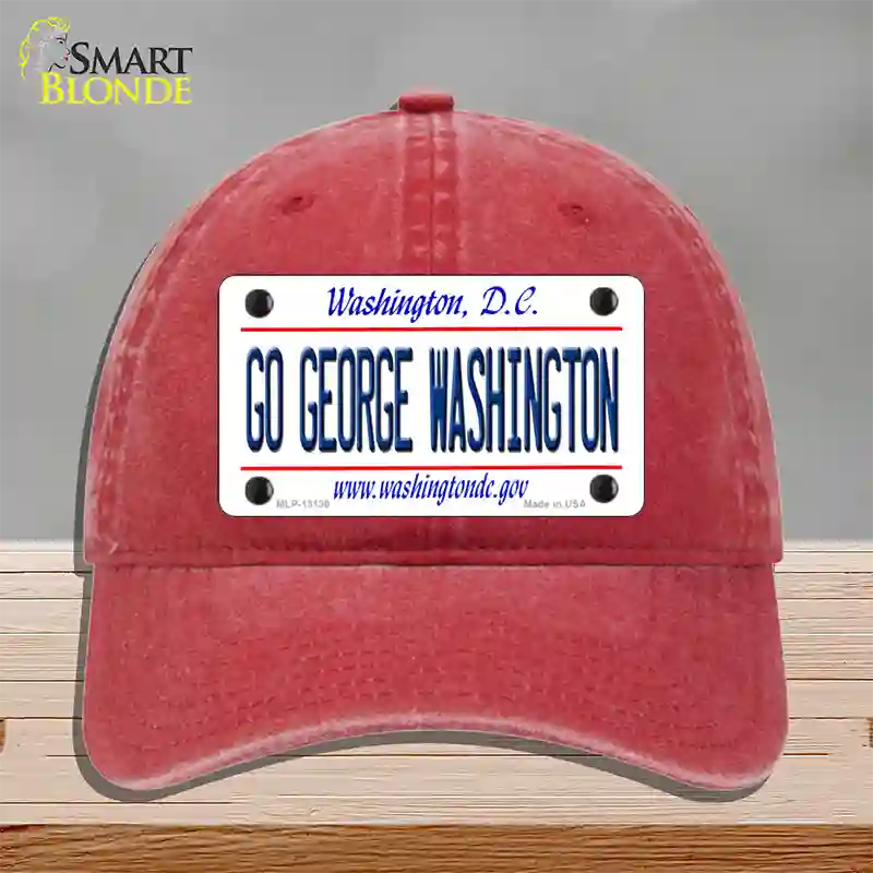 Go George Washington Novelty License Plate Hat Unconstructed Cotton / Red