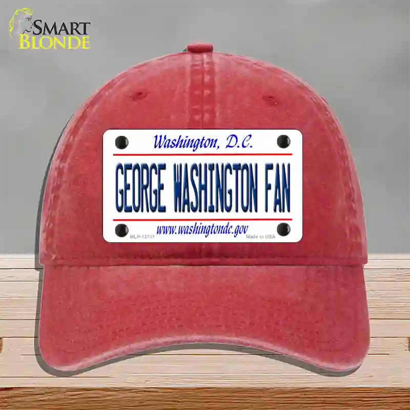 George Washington Fan Novelty License Plate Hat Unconstructed Cotton / Red