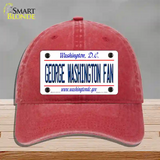 George Washington Fan Novelty License Plate Hat Unconstructed Cotton / Red