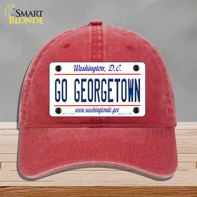 Go Georgetown Novelty License Plate Hat Unconstructed Cotton / Red