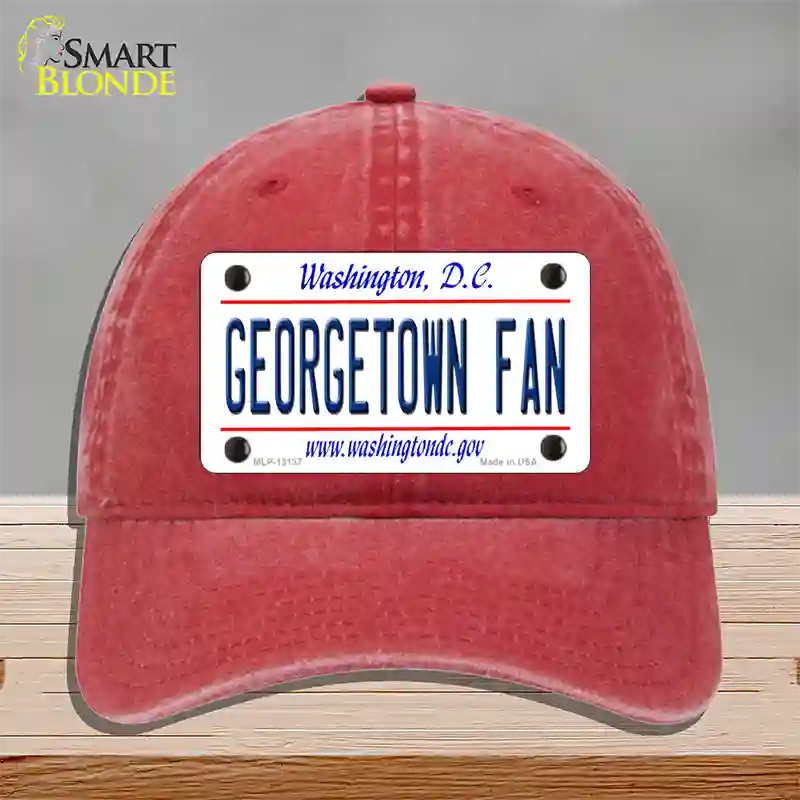 Georgetown Fan Novelty License Plate Hat Unconstructed Cotton / Red