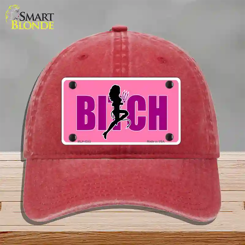 She-Devil Bitch Novelty License Plate Hat Unconstructed Cotton / Red