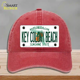 Key Colony Beach Florida Novelty License Plate Hat Unconstructed Cotton / Red