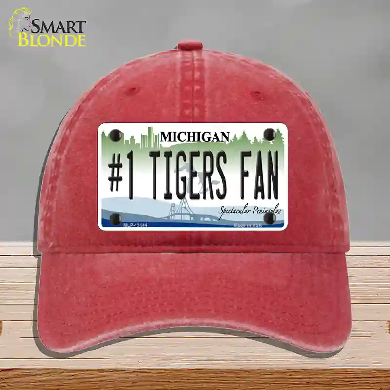 Number 1 Tigers Fan Novelty License Plate Hat Tag Unconstructed Cotton / Red