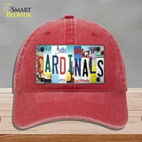 Cardinals Strip Art Novelty License Plate Hat Tag Unconstructed Cotton / Red