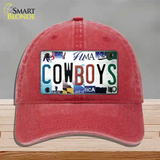 Cowboys Strip Art Novelty License Plate Hat Tag Unconstructed Cotton / Red