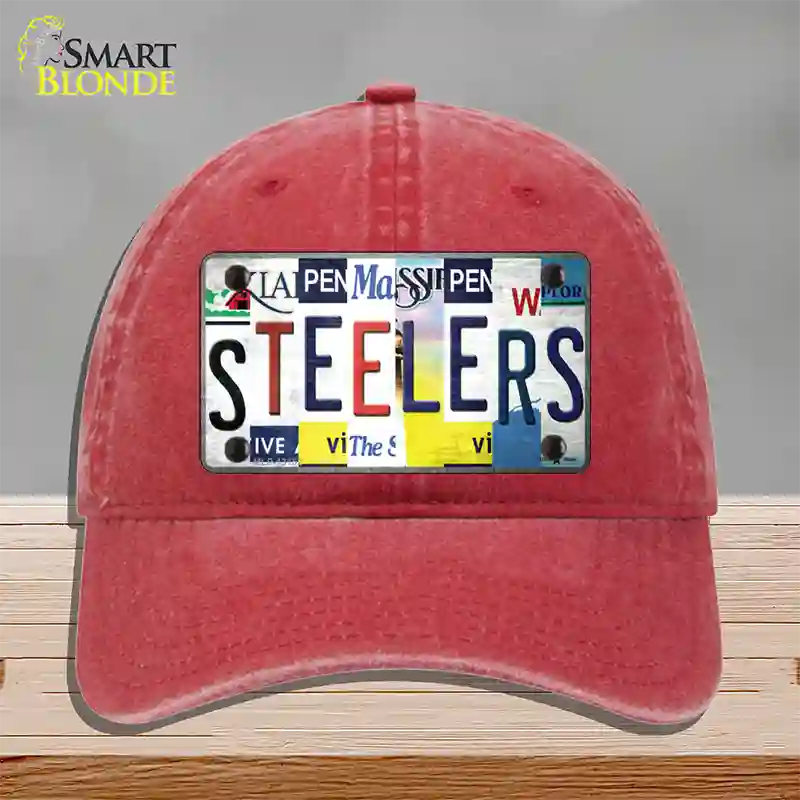 Steelers Strip Art Novelty License Plate Hat Tag Unconstructed Cotton / Red