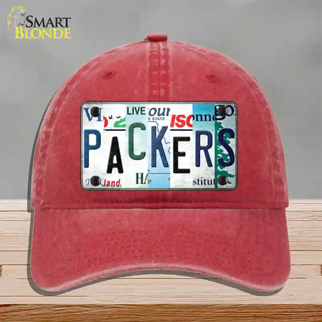 Packers Strip Art Novelty License Plate Hat Tag Unconstructed Cotton / Red