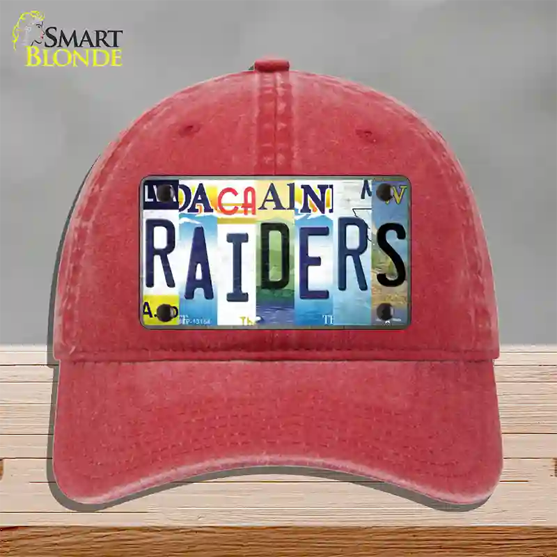 Raiders Strip Art Novelty License Plate Hat Tag Unconstructed Cotton / Red