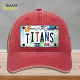 Titans Strip Art Novelty License Plate Hat Tag Unconstructed Cotton / Red