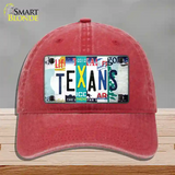 Texans Strip Art Novelty License Plate Hat Tag Unconstructed Cotton / Red