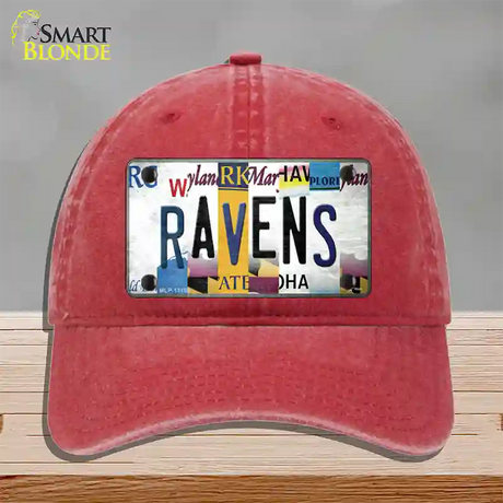 Ravens Strip Art Novelty License Plate Hat Tag Unconstructed Cotton / Red