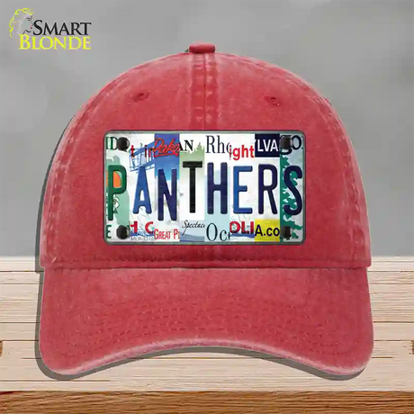 Panthers Strip Art Novelty License Plate Hat Tag Unconstructed Cotton / Red