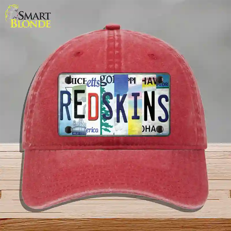 Redskins Strip Art Novelty License Plate Hat Tag Unconstructed Cotton / Red