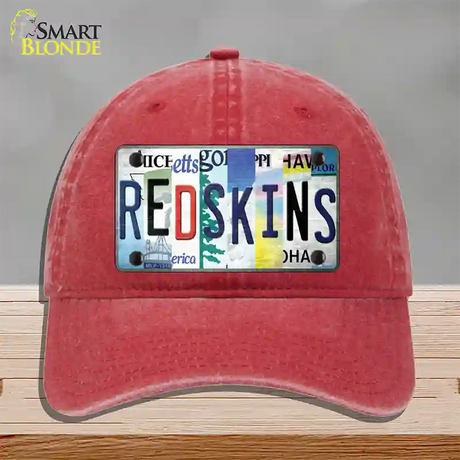 Redskins Strip Art Novelty License Plate Hat Tag Unconstructed Cotton / Red