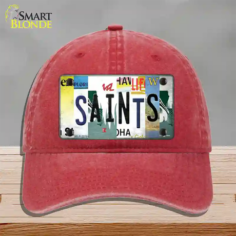 Saints Strip Art Novelty License Plate Hat Tag Unconstructed Cotton / Red