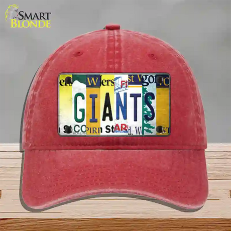 Giants Strip Art Novelty License Plate Hat Tag Unconstructed Cotton / Red