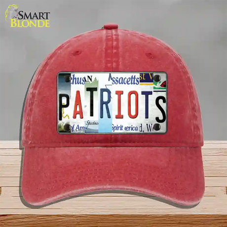 Patriots Strip Art Novelty License Plate Hat Tag Unconstructed Cotton / Red