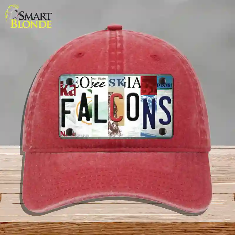 Falcons Strip Art Novelty License Plate Hat Tag Unconstructed Cotton / Red