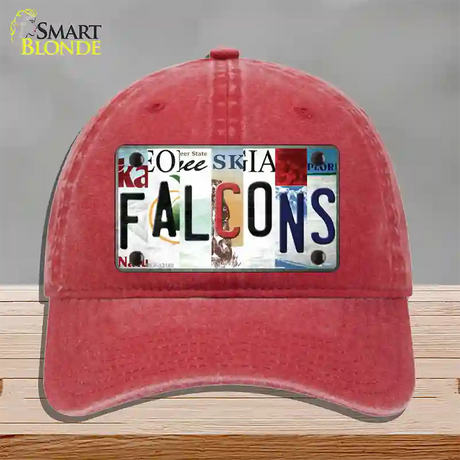 Falcons Strip Art Novelty License Plate Hat Tag Unconstructed Cotton / Red