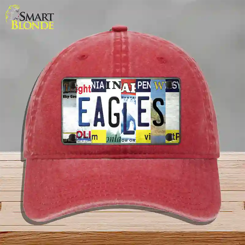 Eagles Strip Art Novelty License Plate Hat Tag Unconstructed Cotton / Red