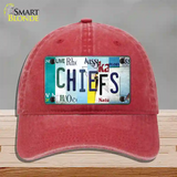 Chiefs Strip Art Novelty License Plate Hat Tag Unconstructed Cotton / Red