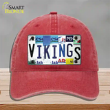 Vikings Strip Art Novelty License Plate Hat Tag Unconstructed Cotton / Red