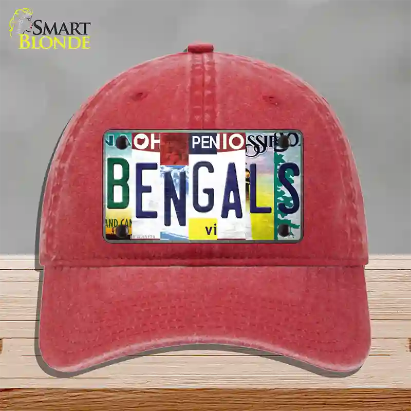 Bengals Strip Art Novelty License Plate Hat Tag Unconstructed Cotton / Red