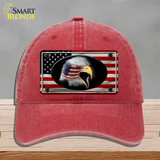 American Flag Eagle Novelty License Plate Hat Unconstructed Cotton / Red