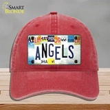 Angels Strip Art Novelty License Plate Hat Tag Unconstructed Cotton / Red