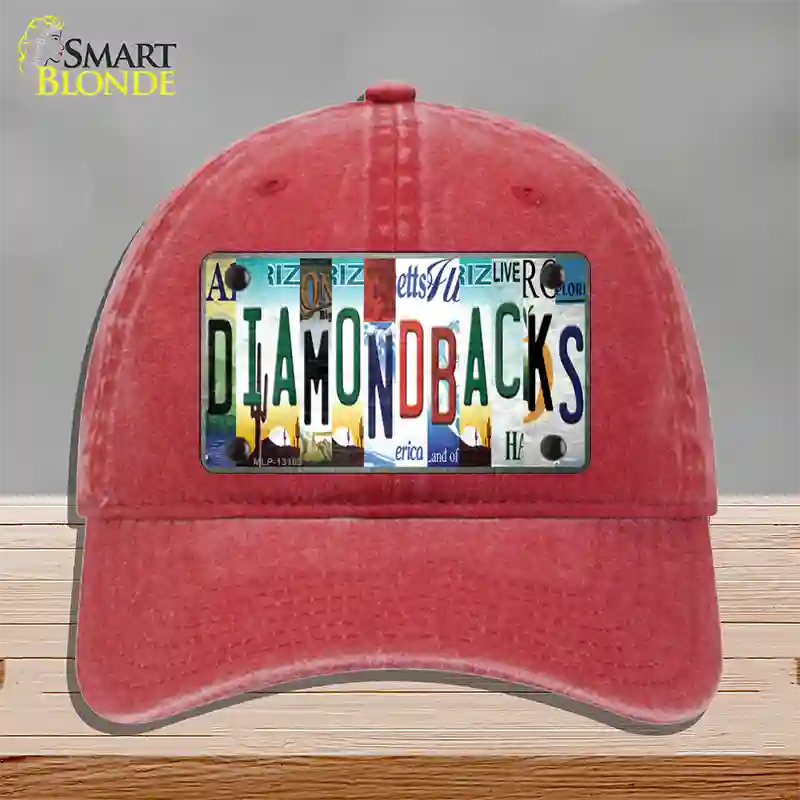 Diamondbacks Strip Art Novelty License Plate Hat Tag Unconstructed Cotton / Red