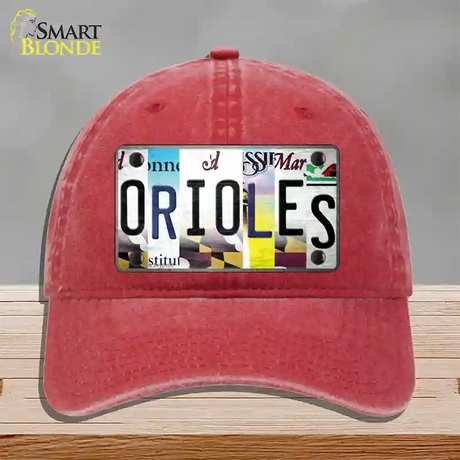 Orioles Strip Art Novelty License Plate Hat Tag Unconstructed Cotton / Red