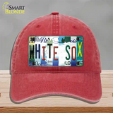 White Sox Strip Art Novelty License Plate Hat Tag Unconstructed Cotton / Red