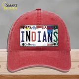 Indians Strip Art Novelty License Plate Hat Tag Unconstructed Cotton / Red