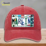 Marlins Strip Art Novelty License Plate Hat Tag Unconstructed Cotton / Red