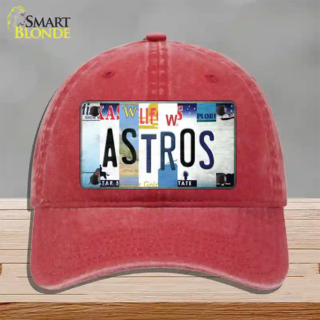 Astros Strip Art Novelty License Plate Hat Tag Unconstructed Cotton / Red