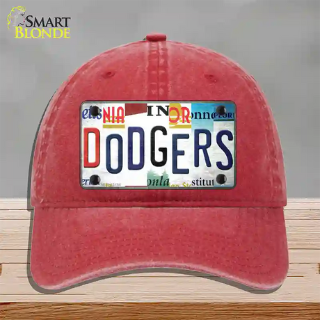 Dodgers Strip Art Novelty License Plate Hat Tag Unconstructed Cotton / Red