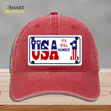 USA Still 1 Novelty License Plate Hat Unconstructed Cotton / Red