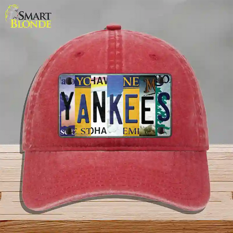 Yankees Strip Art Novelty License Plate Hat Tag Unconstructed Cotton / Red