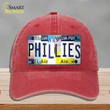 Phillies Strip Art Novelty License Plate Hat Tag Unconstructed Cotton / Red