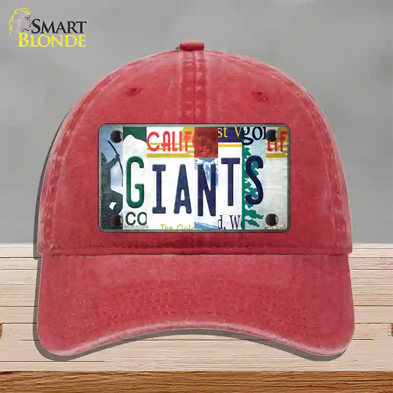 Giants Baseball Strip Art Novelty License Plate Hat Tag Unconstructed Cotton / Red