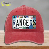 Rangers Strip Art Novelty License Plate Hat Tag Unconstructed Cotton / Red