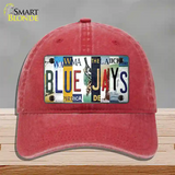 Blue Jays Strip Art Novelty License Plate Hat Tag Unconstructed Cotton / Red