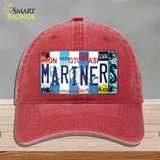 Mariners Strip Art Novelty License Plate Hat Tag Unconstructed Cotton / Red