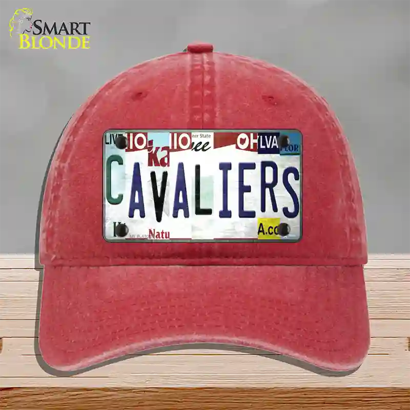 Cavaliers Strip Art Novelty License Plate Hat Tag Unconstructed Cotton / Red