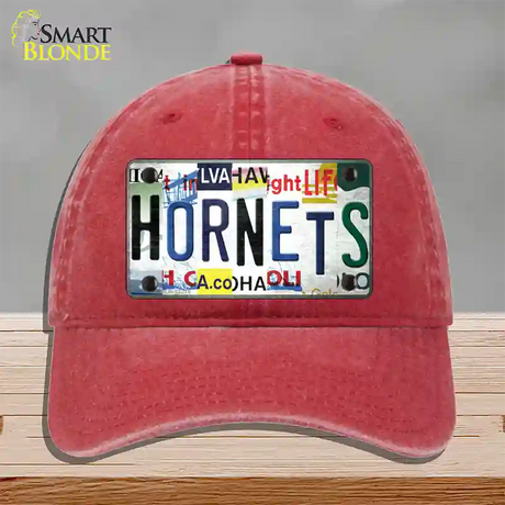 Hornets Strip Art Novelty License Plate Hat Tag Unconstructed Cotton / Red